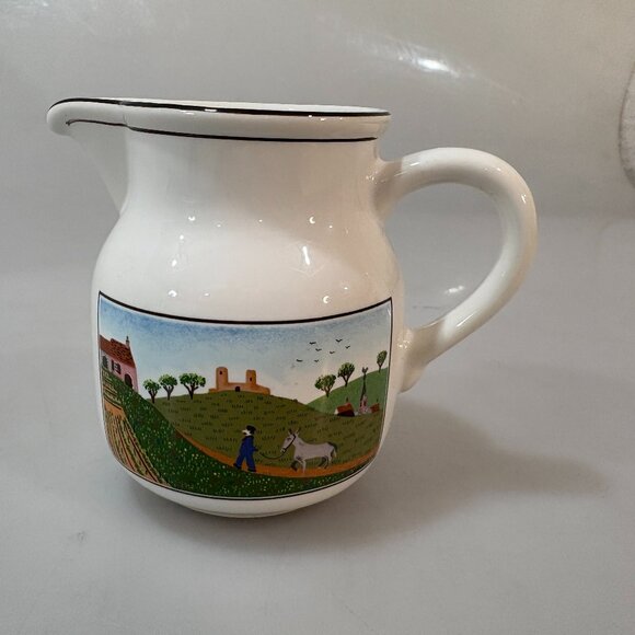 Villeroy & Boch Naif Farmer and Donkey Porcelain Creamer 6 oz - Picture 1 of 7